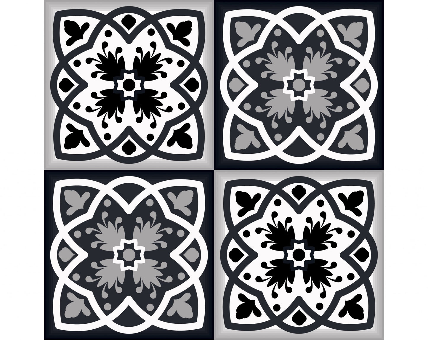 7" X 7" Black White And Gray Baz Peel And Stick Removable Tiles