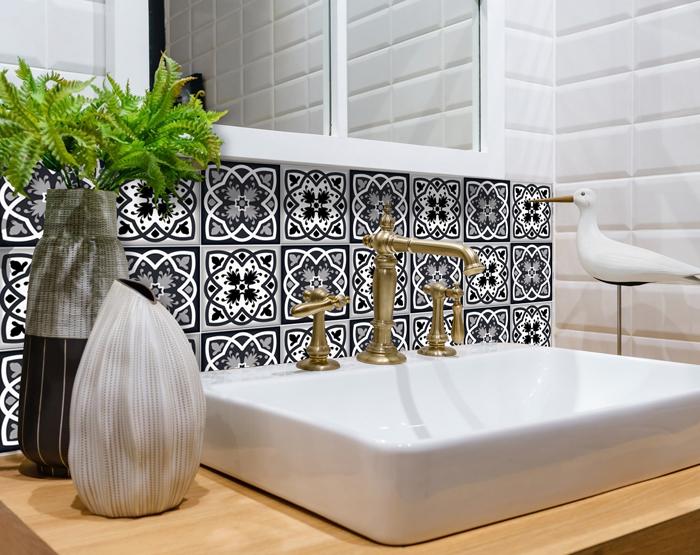7" X 7" Black White And Gray Baz Peel And Stick Removable Tiles