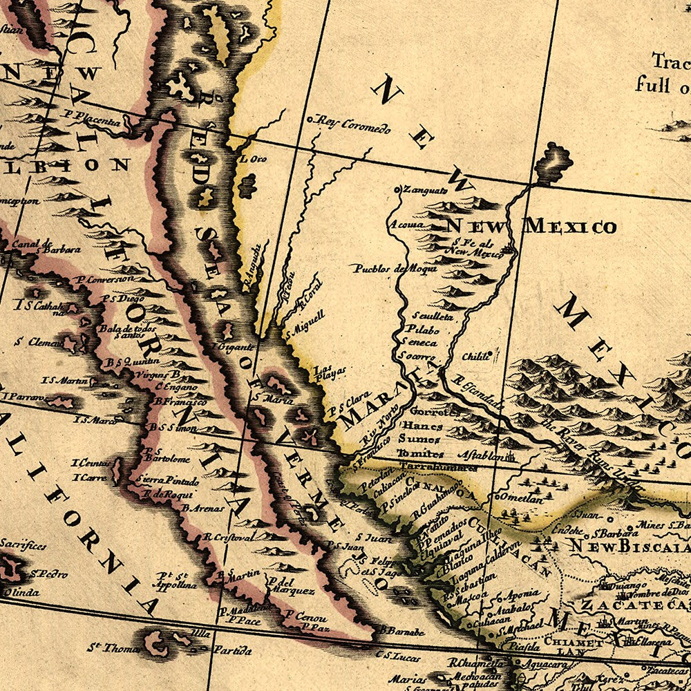 24" X 28" Map Of North America C1685 Vintage Poster Wall Art