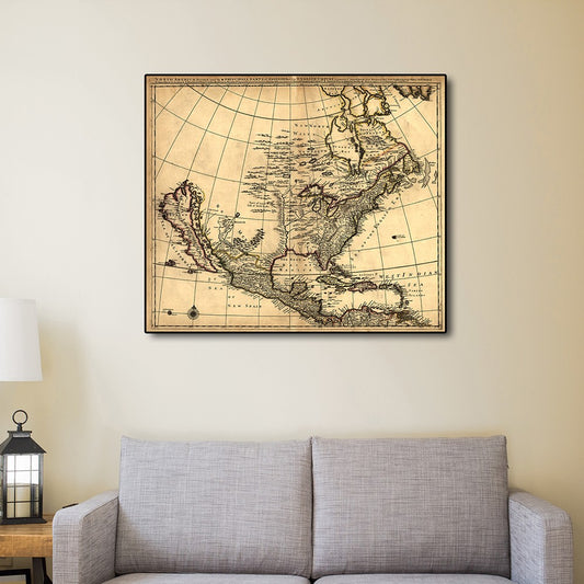 24" X 28" Map Of North America C1685 Vintage Poster Wall Art