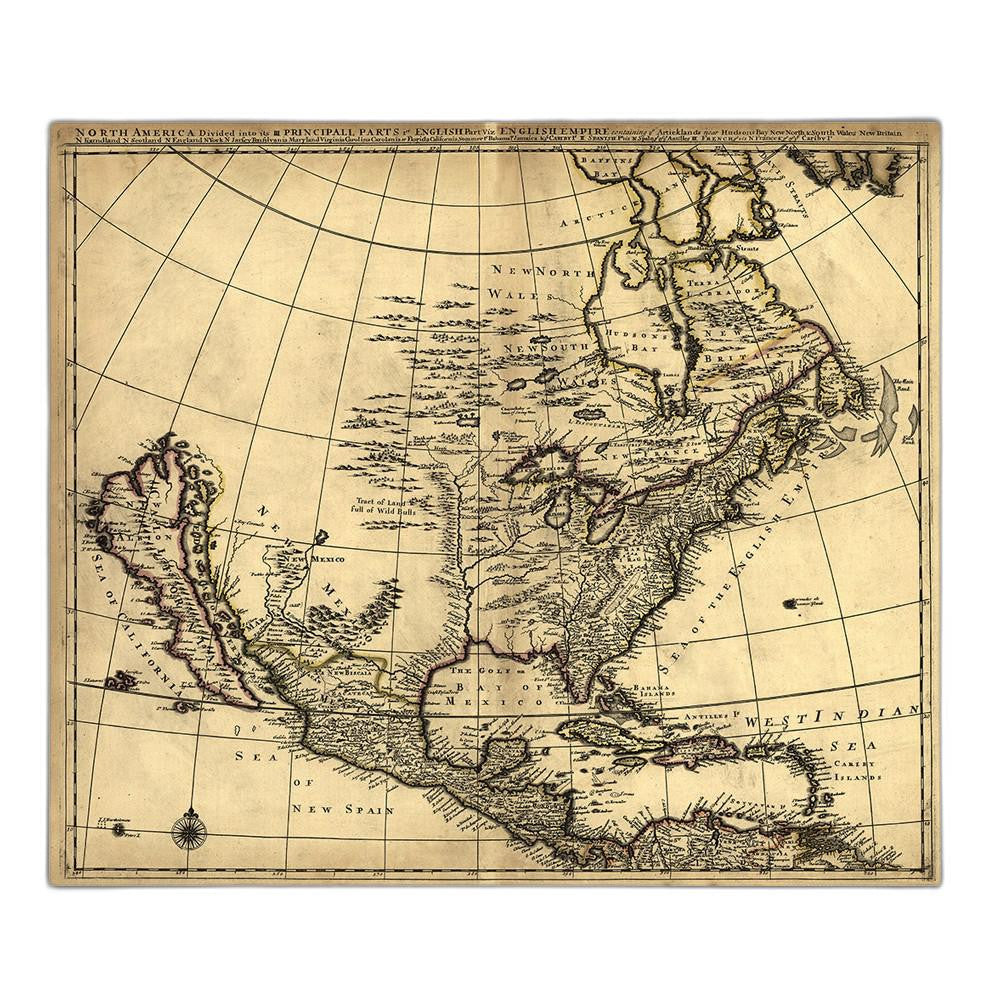 24" X 28" Map Of North America C1685 Vintage Poster Wall Art