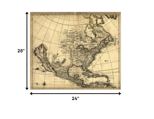 24" X 28" Map Of North America C1685 Vintage Poster Wall Art