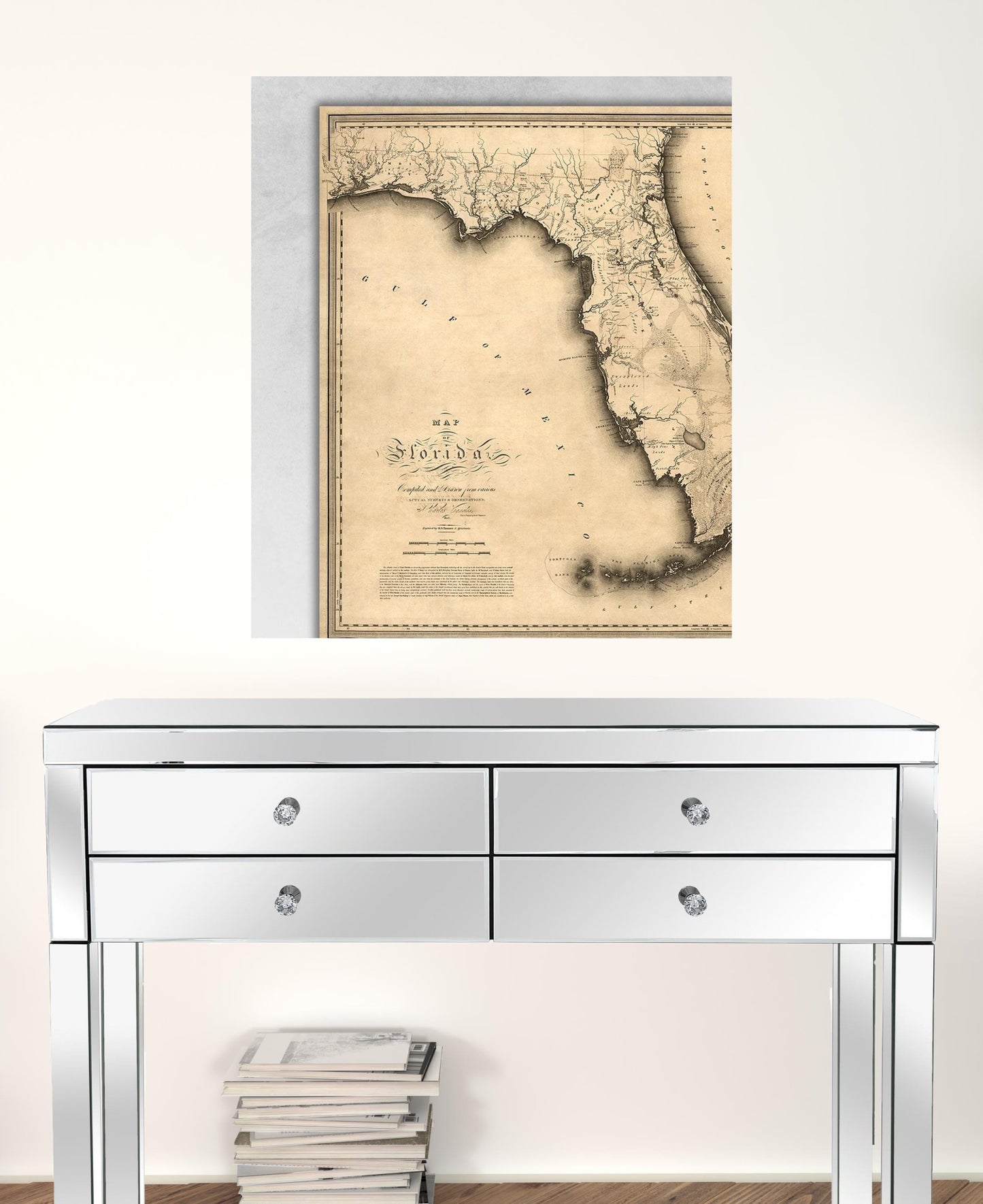 24" X 28" C1823 Early Map Of Florida Vintage Poster Wall Art