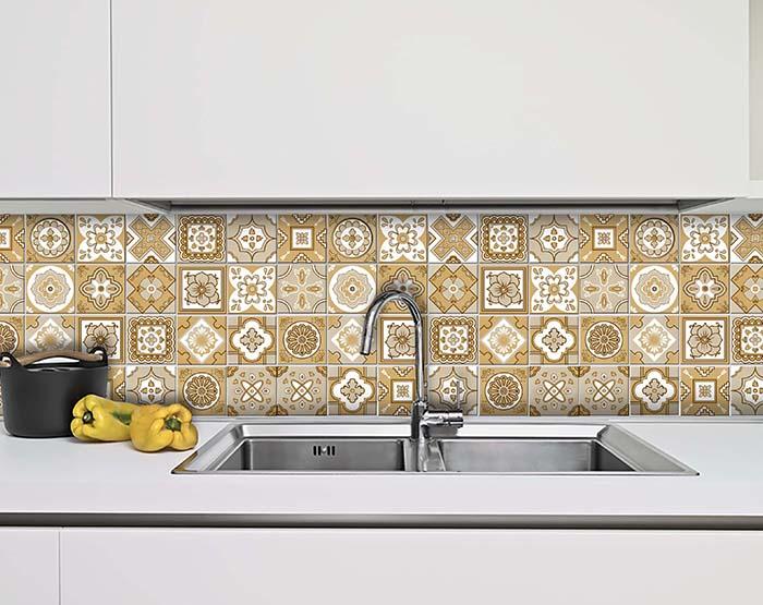 8" X 8" Vintage Brown And White Peel And Stick Removable Tiles