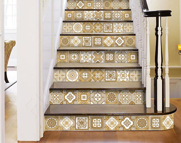 8" X 8" Vintage Brown And White Peel And Stick Removable Tiles