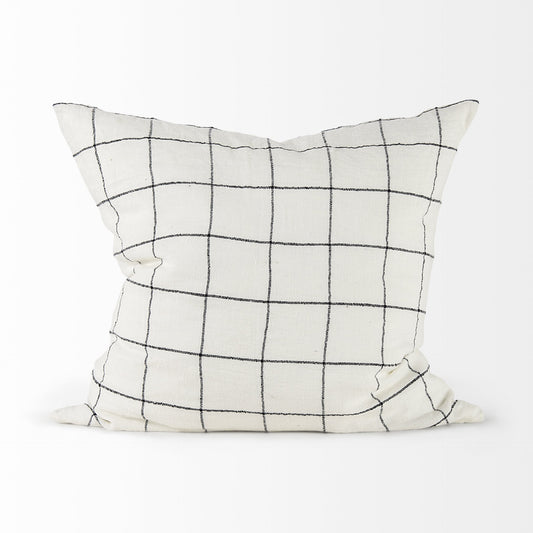 White And Black Grid Square Accent Pillow Cover