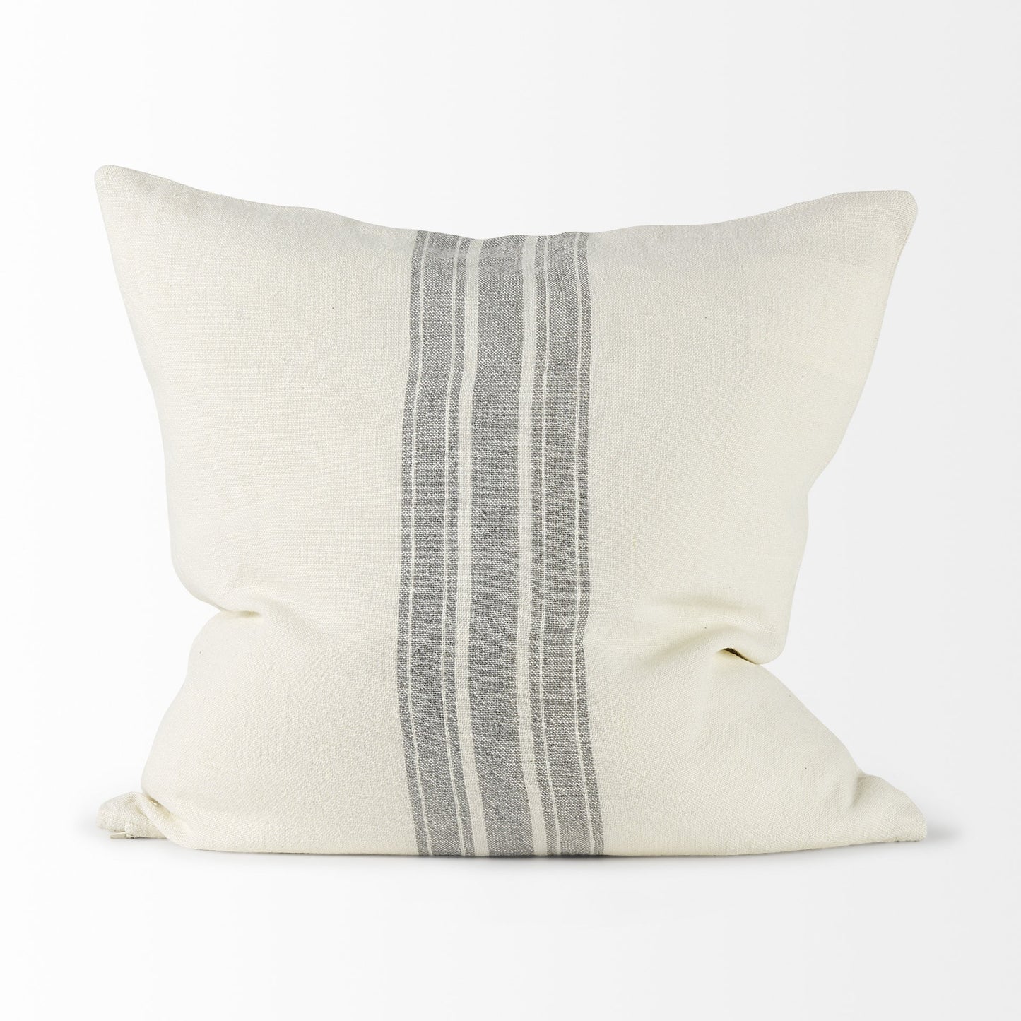 Off White Pillow Cover With Ash Gray Stripes