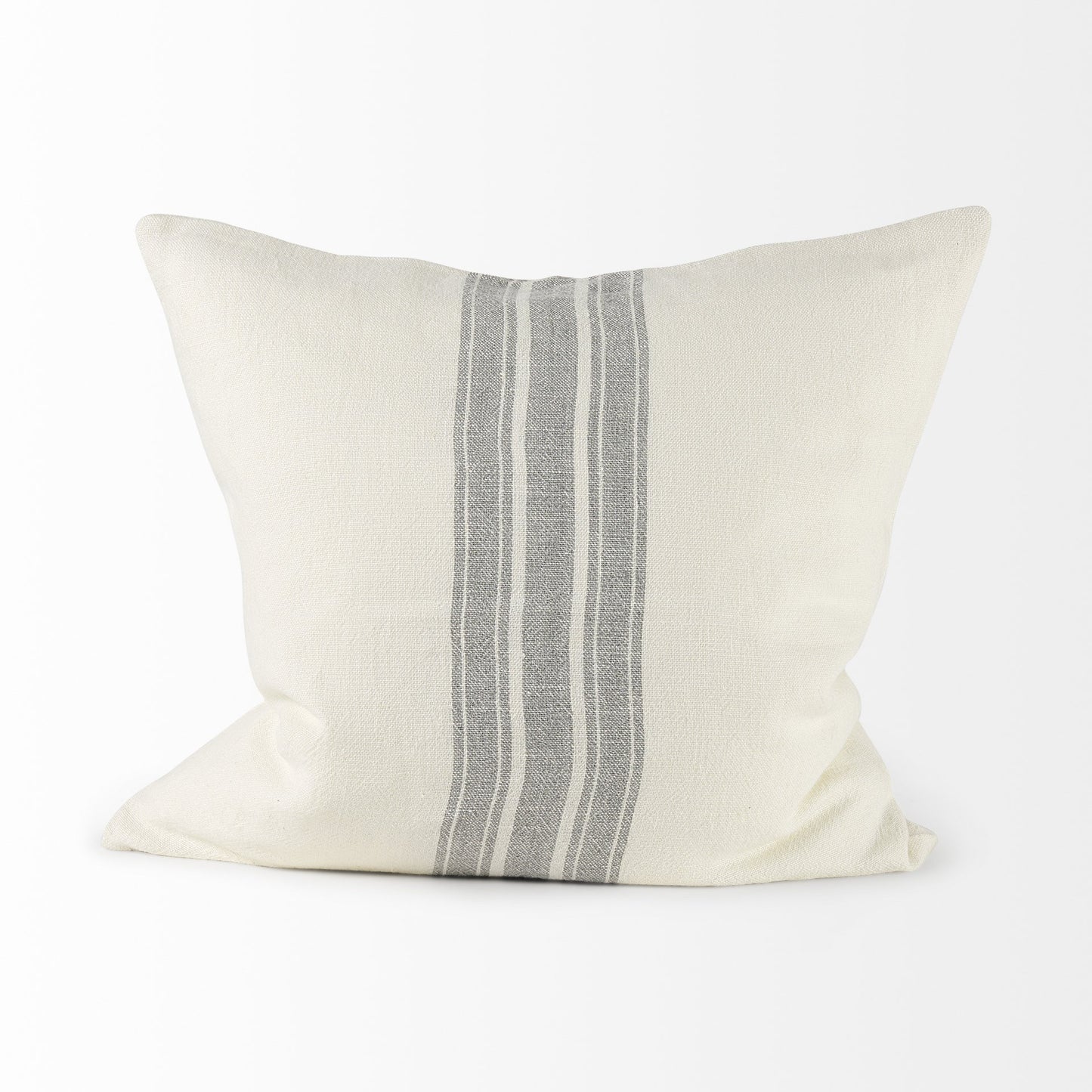Off White Pillow Cover With Ash Gray Stripes