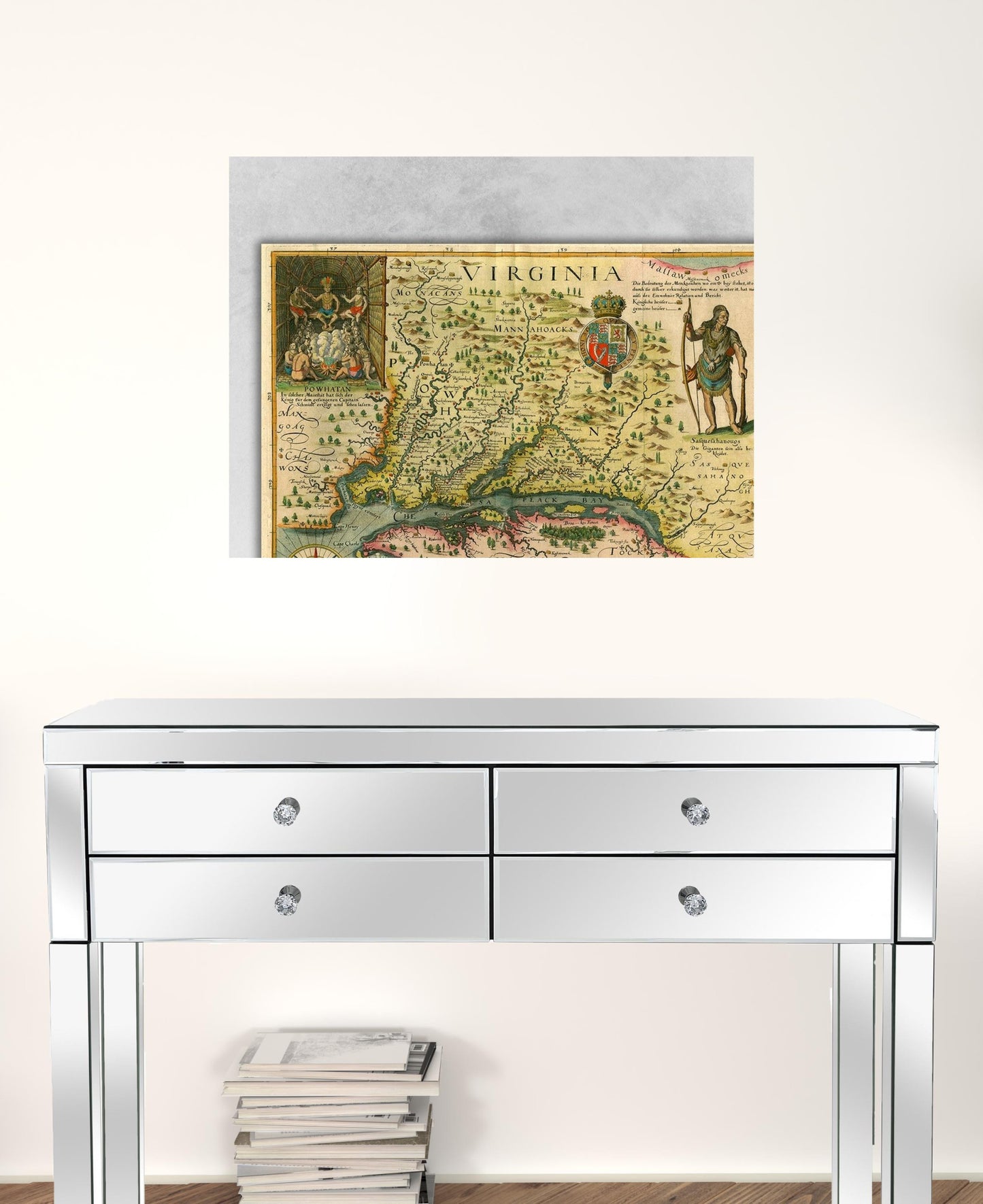 20" X 28" Map Of Virginia C1627 Vintage Poster Wall Art