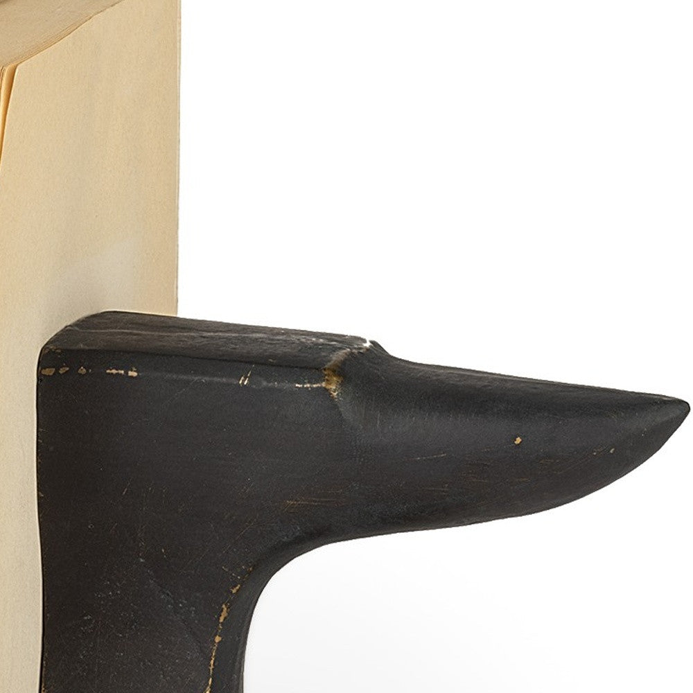 Distressed Black Anvil Bookends