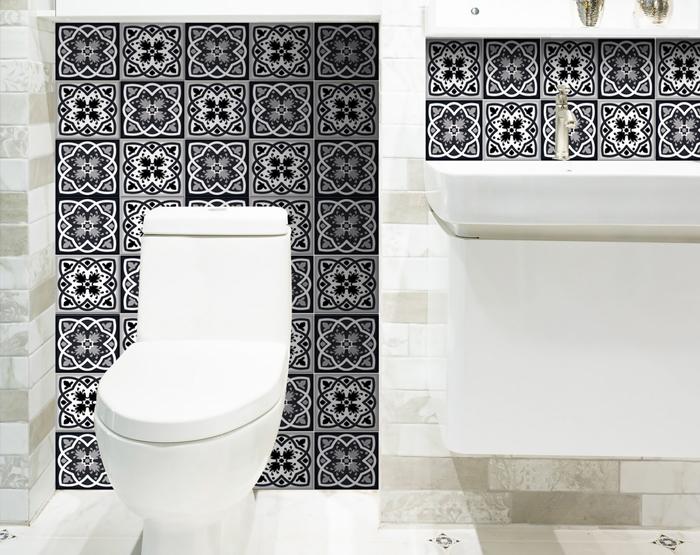 8" X 8" Black White And Gray Baz Peel And Stick Removable Tiles