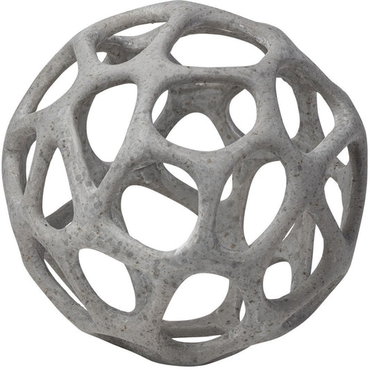 Petite Light Gray Metal Hollow Orb Sculpture