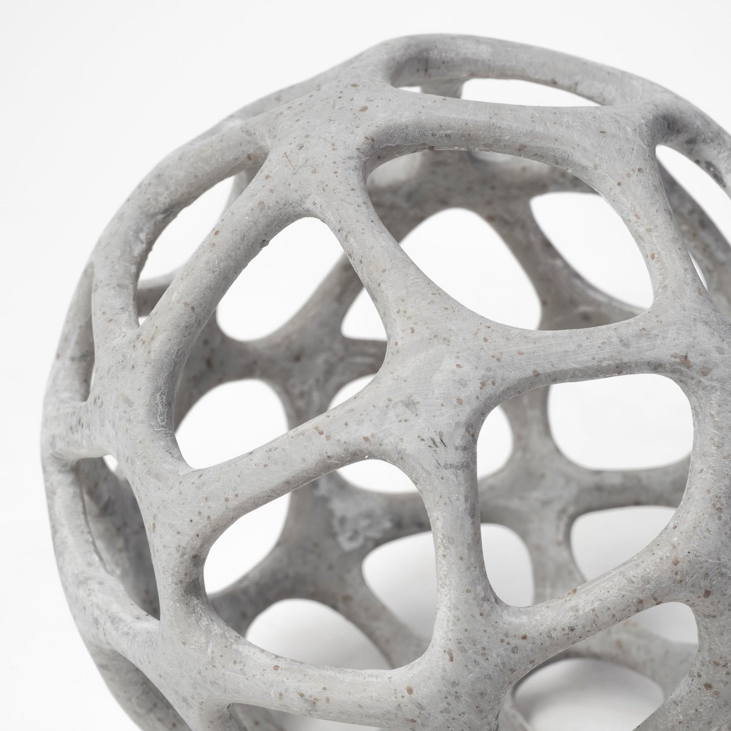 Petite Light Gray Metal Hollow Orb Sculpture
