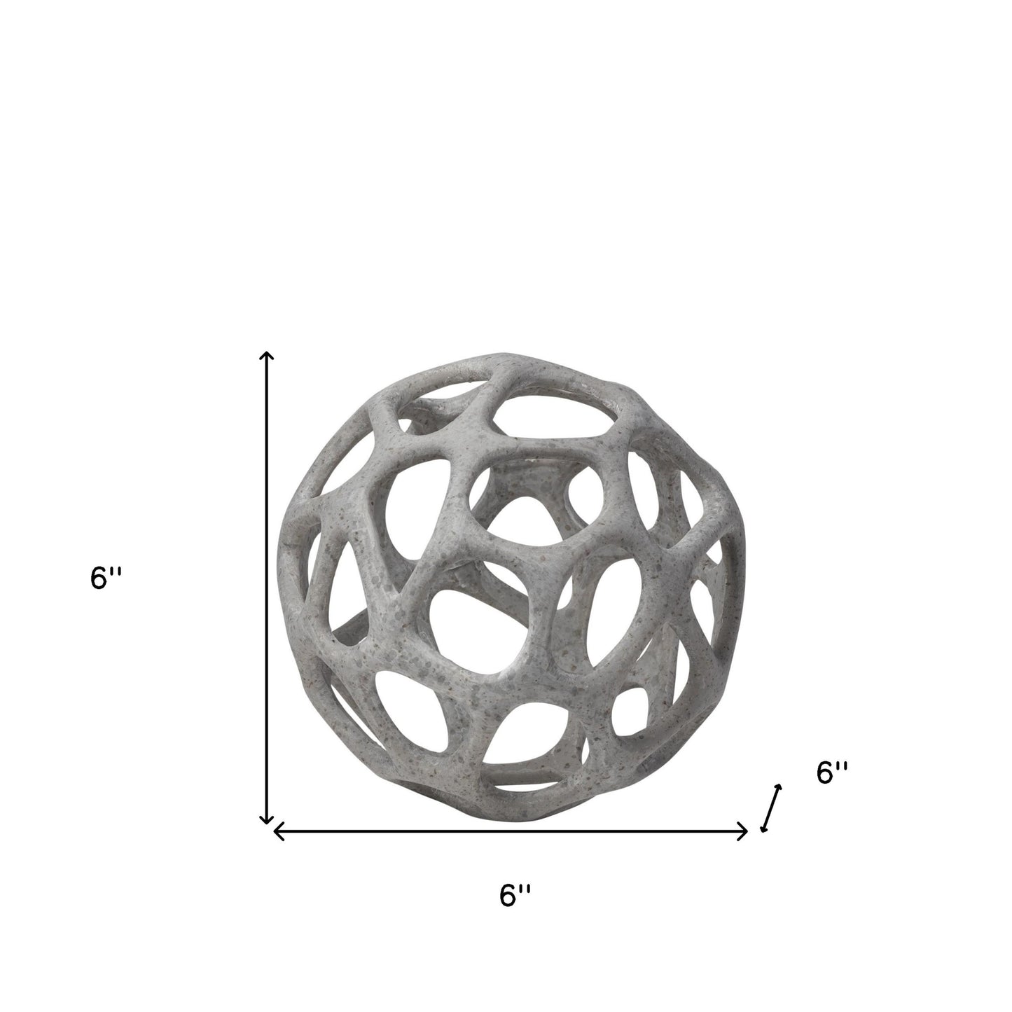 Petite Light Gray Metal Hollow Orb Sculpture