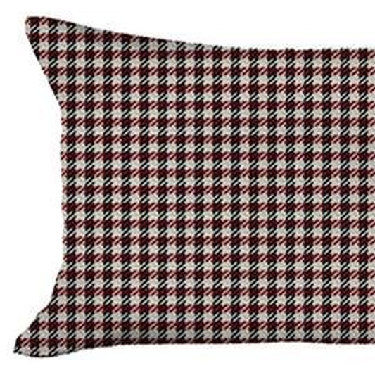 Set Of 4 Red Houndstooth Lumbar Pillow Covers