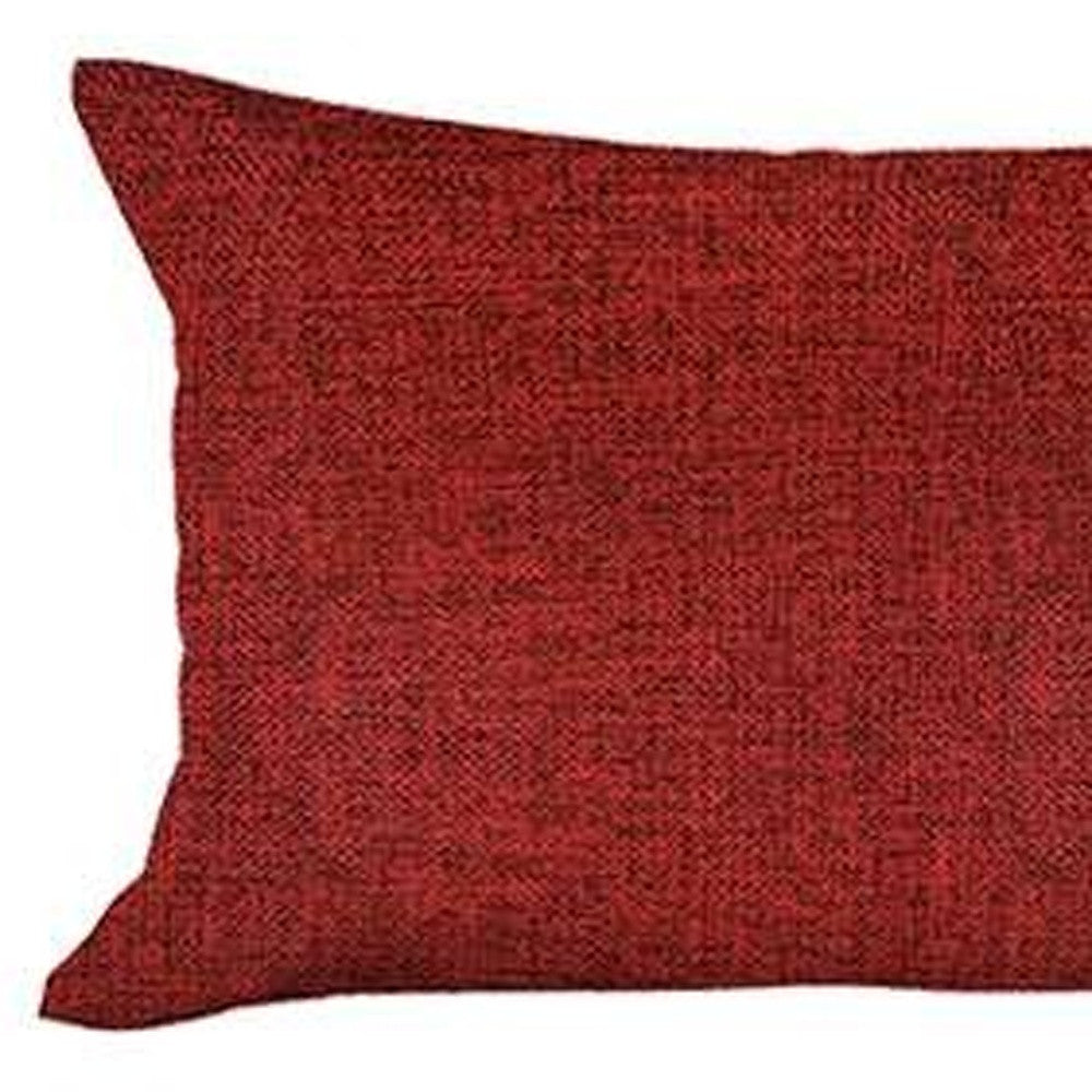 Set Of 4 Red Jacquard Lumbar Pillow Covers