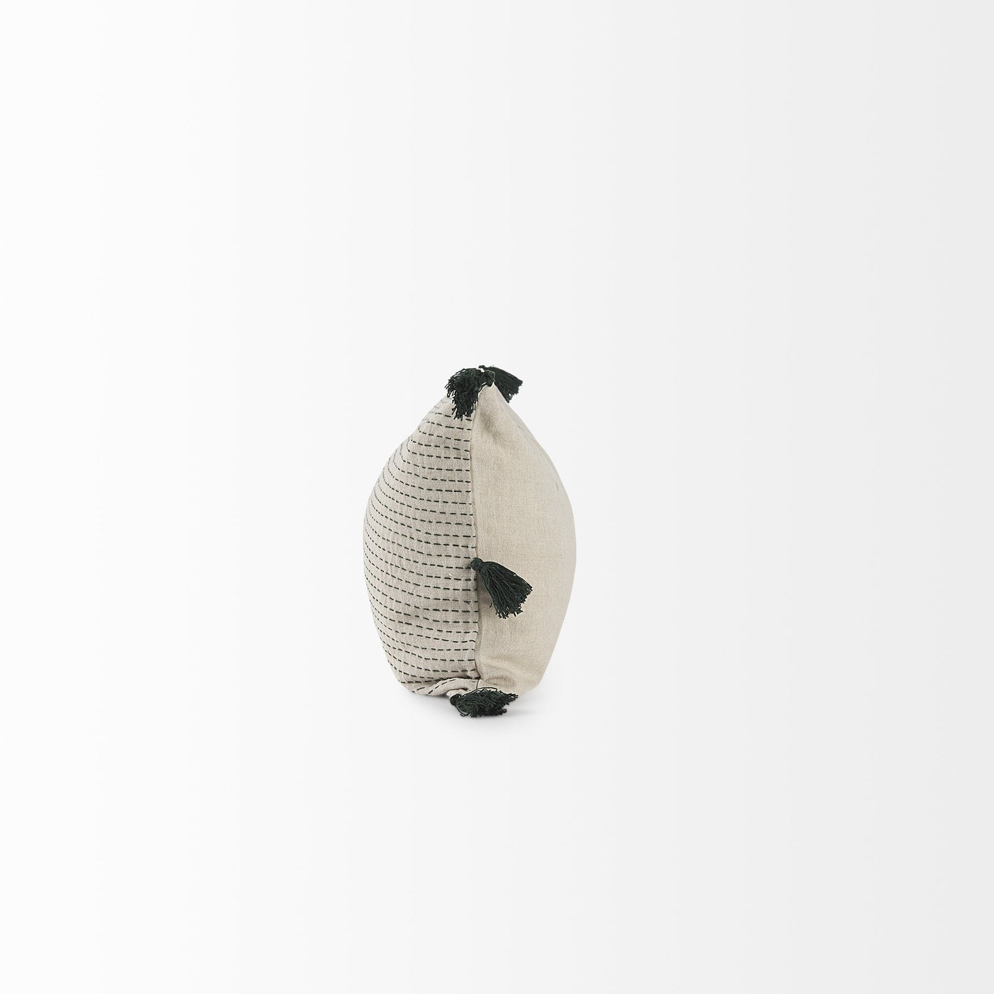 Beige And Dark Green Dotted Lumbar Pillow Cover
