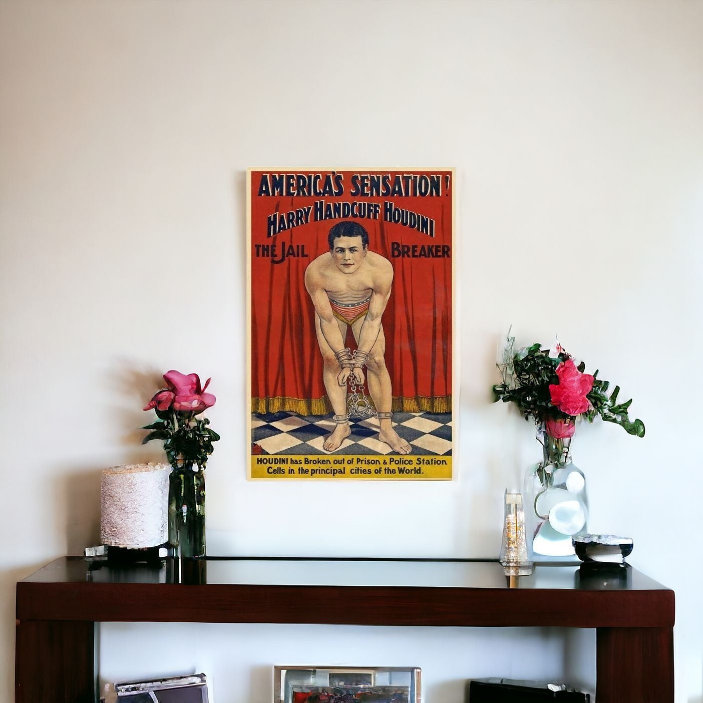 20" X 30" Houdini In Handcuffs Vintage Magic Poster Wall Art