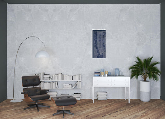 36" x 24" Indigo and White Aerial New York Map Canvas Wall Art