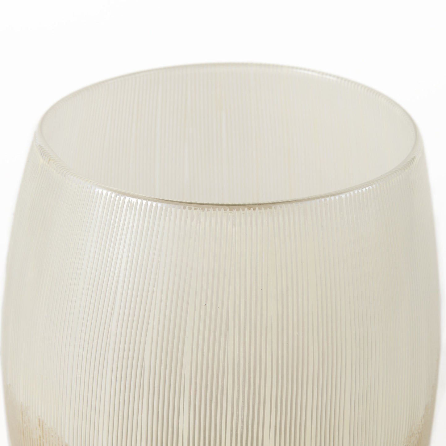 9" Creamy White and Gold Ombre Striped Long Glass Vase
