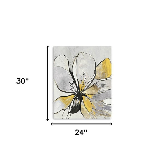 Modern Yellow And Black Flower In Bloom Unframed Print Wall Art