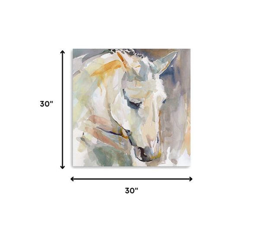 30" x 30" Abstract Watercolor Horse Canvas Wall Art