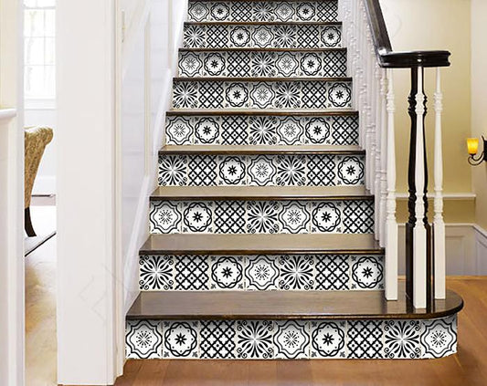 6" X 6" Black and White Multi Peel and Stick Removable Tiles