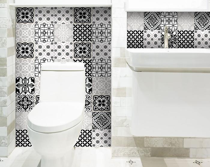 4" X 4" Black White and Gray Bella Peel and Stick Tiles