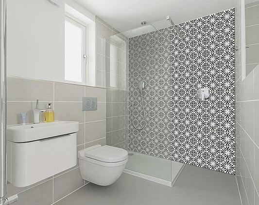 4" X 4" Black and White Flo Peel and Stick Removable Tiles