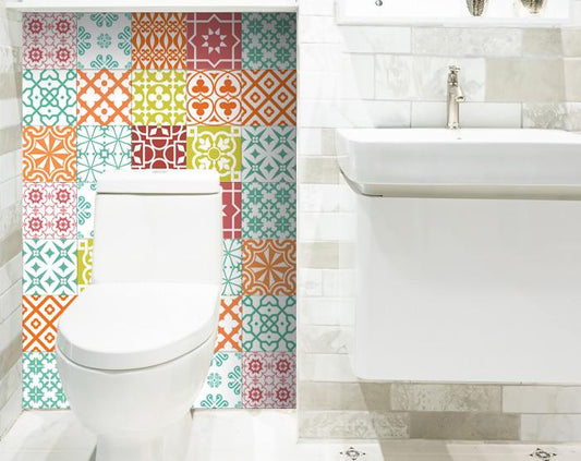 8" X 8" Muted Brights Mosaic Peel and Stick Removable Tiles