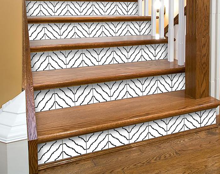 8" X 8" Black and White XL Prism Peel and Stick Removable Tiles