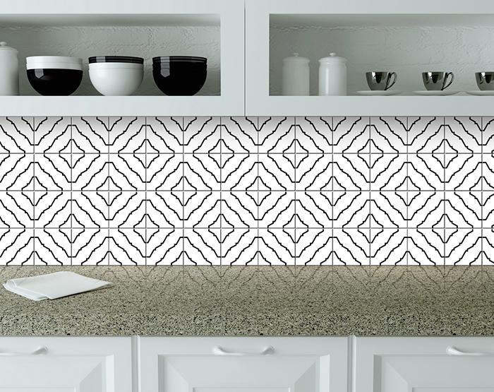 8" X 8" Black and White XL Prism Peel and Stick Removable Tiles