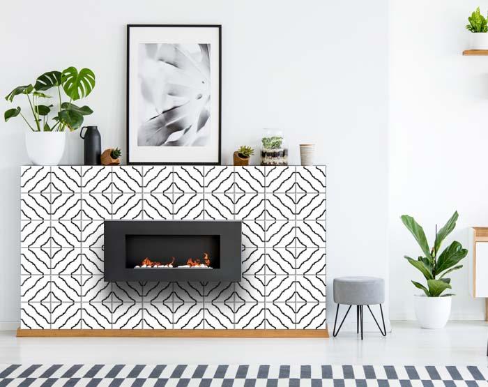 8" X 8" Black and White XL Prism Peel and Stick Removable Tiles
