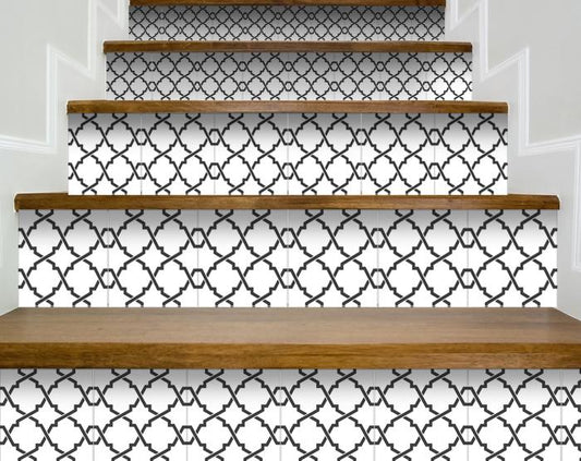 8" X 8" Black and White Prism Peel and Stick Removable Tiles