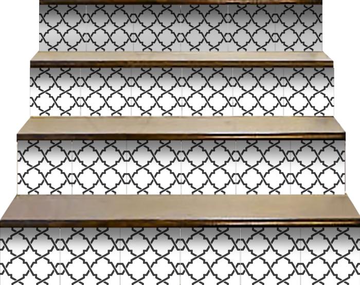8" X 8" Black and White Prism Peel and Stick Removable Tiles