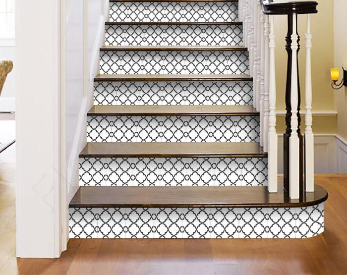 8" X 8" Black and White Prism Peel and Stick Removable Tiles