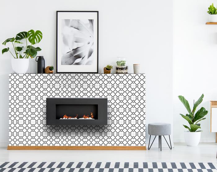 8" X 8" Black and White Prism Peel and Stick Removable Tiles