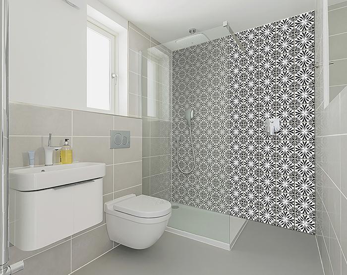 8" X 8" Black and White Flo Peel and Stick Removable Tiles