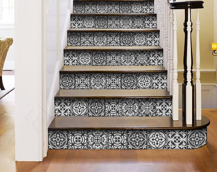 7" X 7" Gray and White Multi Peel and Stick Removable Tiles