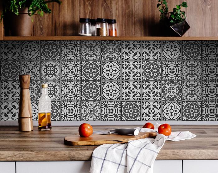 7" X 7" Gray and White Multi Peel and Stick Removable Tiles