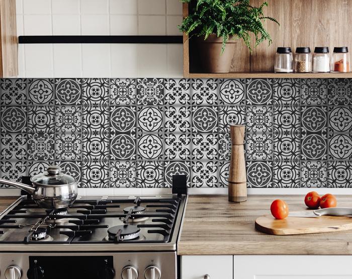 7" X 7" Gray and White Multi Peel and Stick Removable Tiles