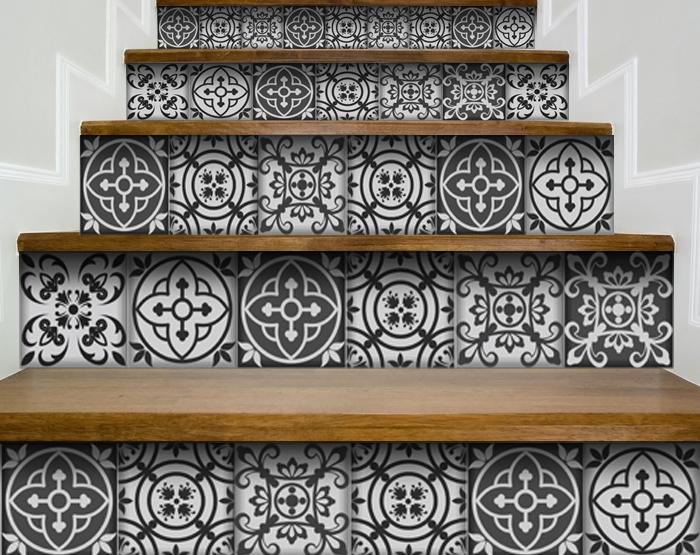 7" X 7" Gray and White Multi Peel and Stick Removable Tiles
