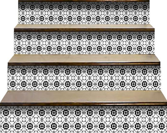 5" X 5" Black and White Gerber Peel and Stick Removable Tiles