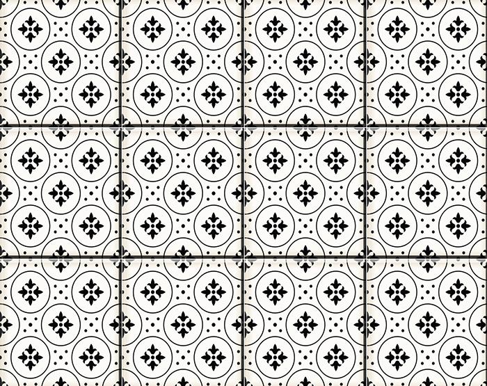 8" X 8" Black and White Rosa Peel and Stick Removable Tiles