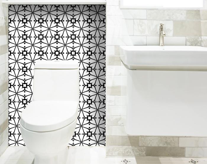 8" X 8" Black and White Clove Peel and Stick Removable Tiles