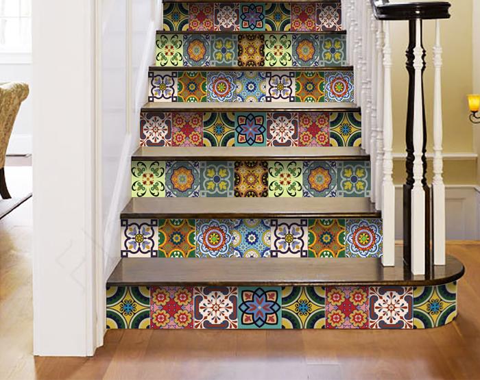 7" X 7" Auguri Flora Peel and Stick Removable Tiles