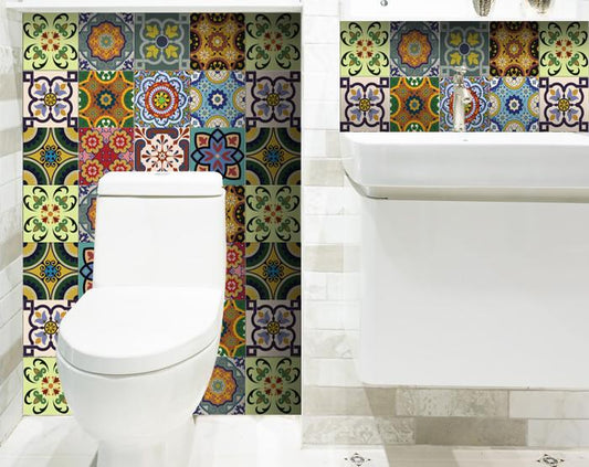 7" X 7" Auguri Flora Peel and Stick Removable Tiles