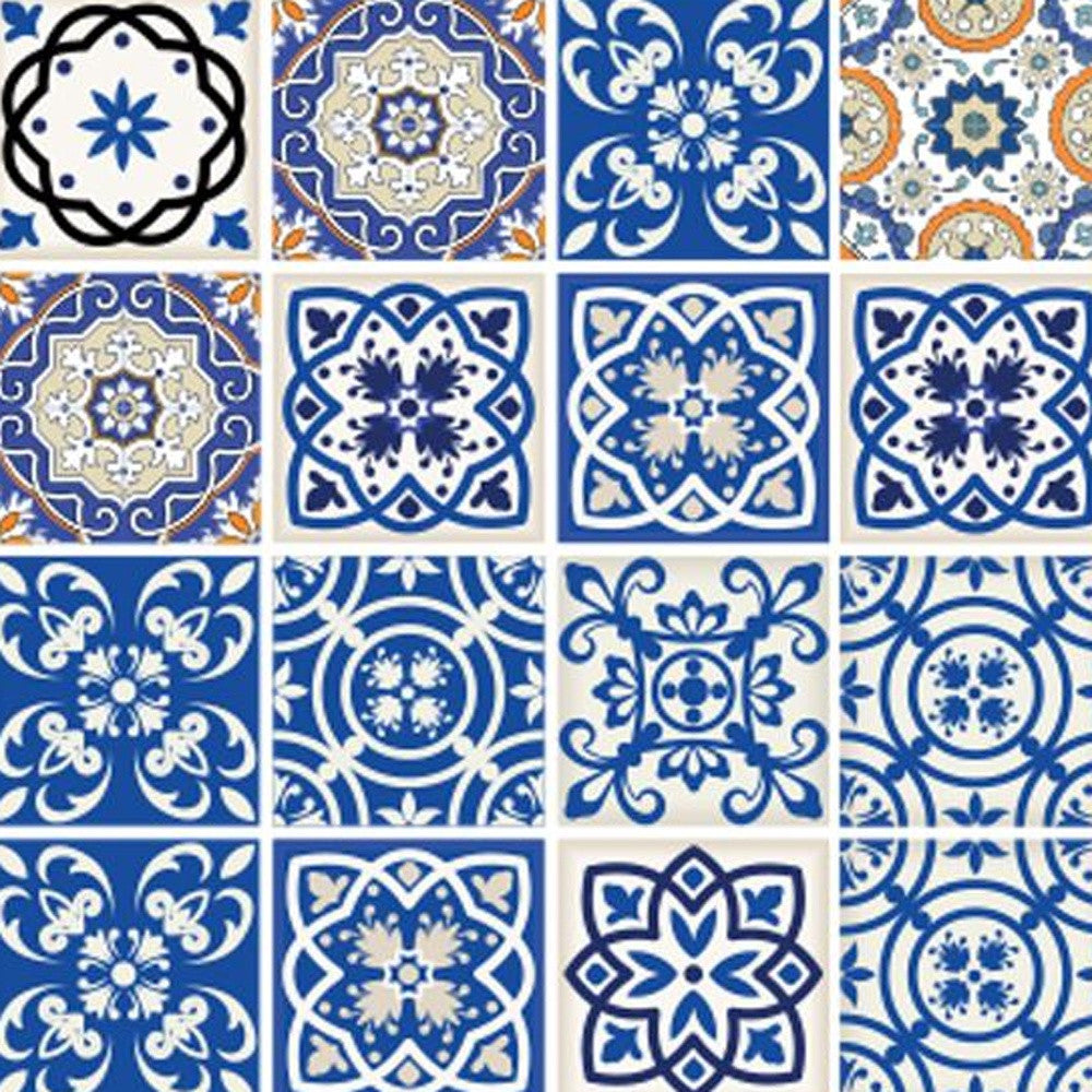 4" x 4" Blue and Aqua Pop Mosaic Peel and Stick Removable Tiles