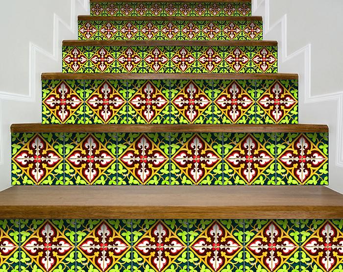 7" X 7" Green Leva Removable Peel and Stick Tiles