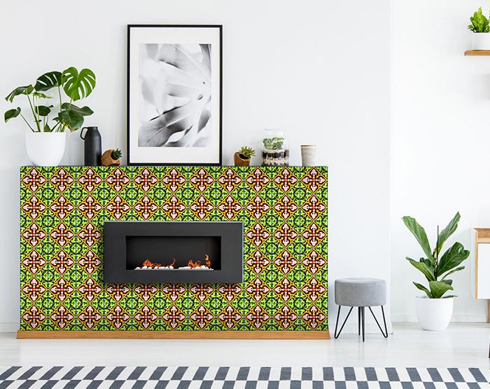 7" X 7" Green Leva Removable Peel and Stick Tiles